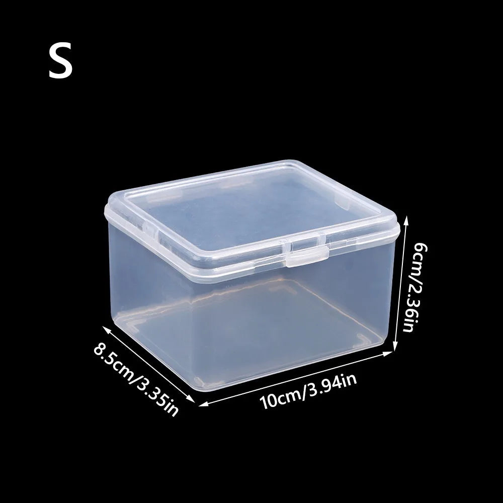 1Pcs with Lid Storage Box Multi-purpose Plastic Storage Case Clear Rectangular Shape Small Thing Container